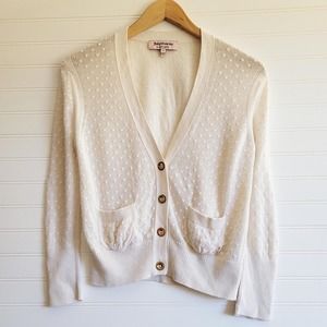 Juicy Couture Cardigan Womens Small Cream V Neck Pockets Linen Silk Cropped